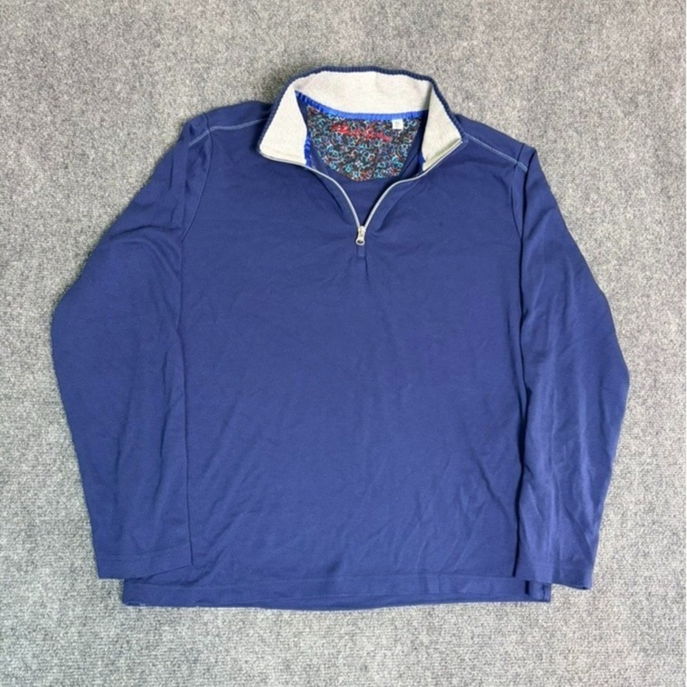 Robert Graham 1/4 Zip Sweatshirt Long Sleeve Classic Fit Cotton Blend Blue Sz XL